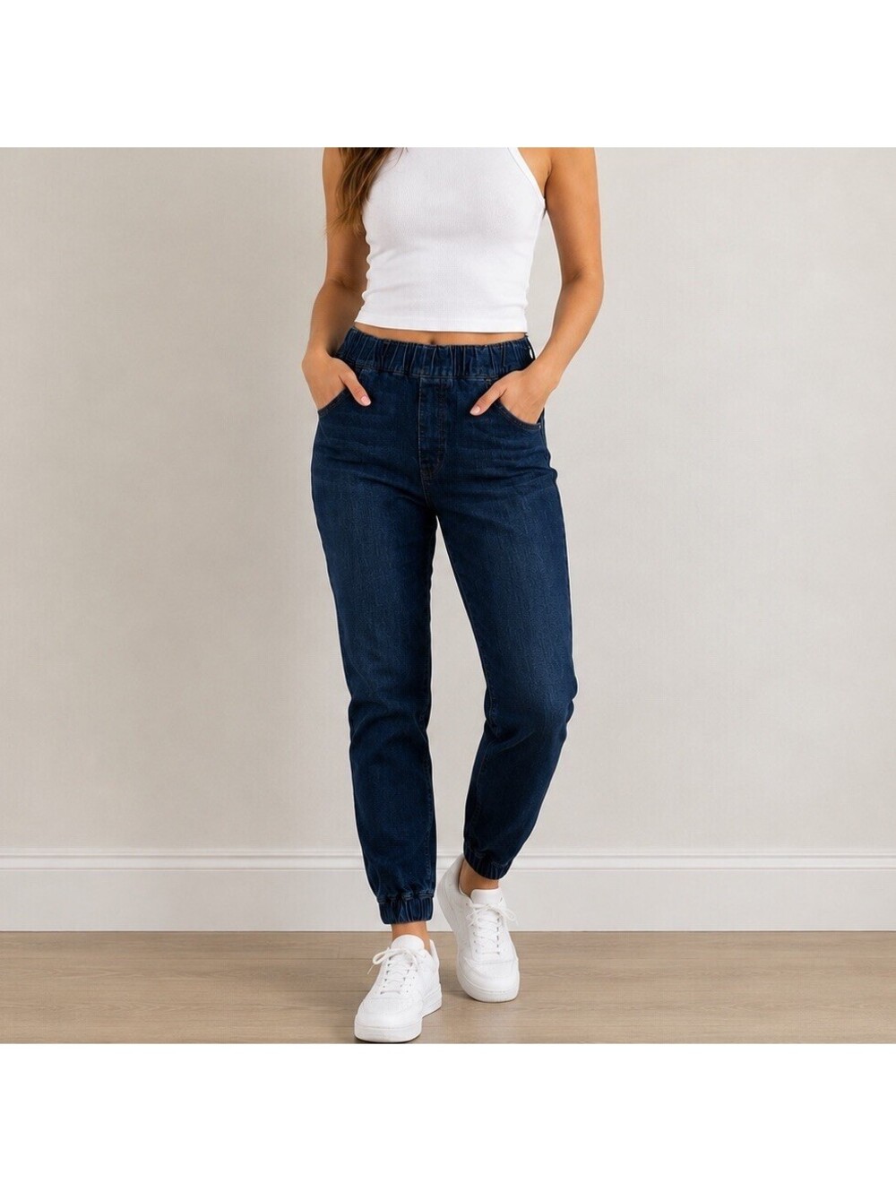 LOFT High Rise Denim Jogger Jeans Women’s Small Dark Wash Pull On Tapered Preppy
